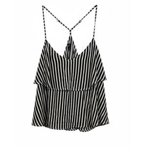 Hurley Ali Layered Cami Black White Stripe Spaghetti Strap Tank Top Size S